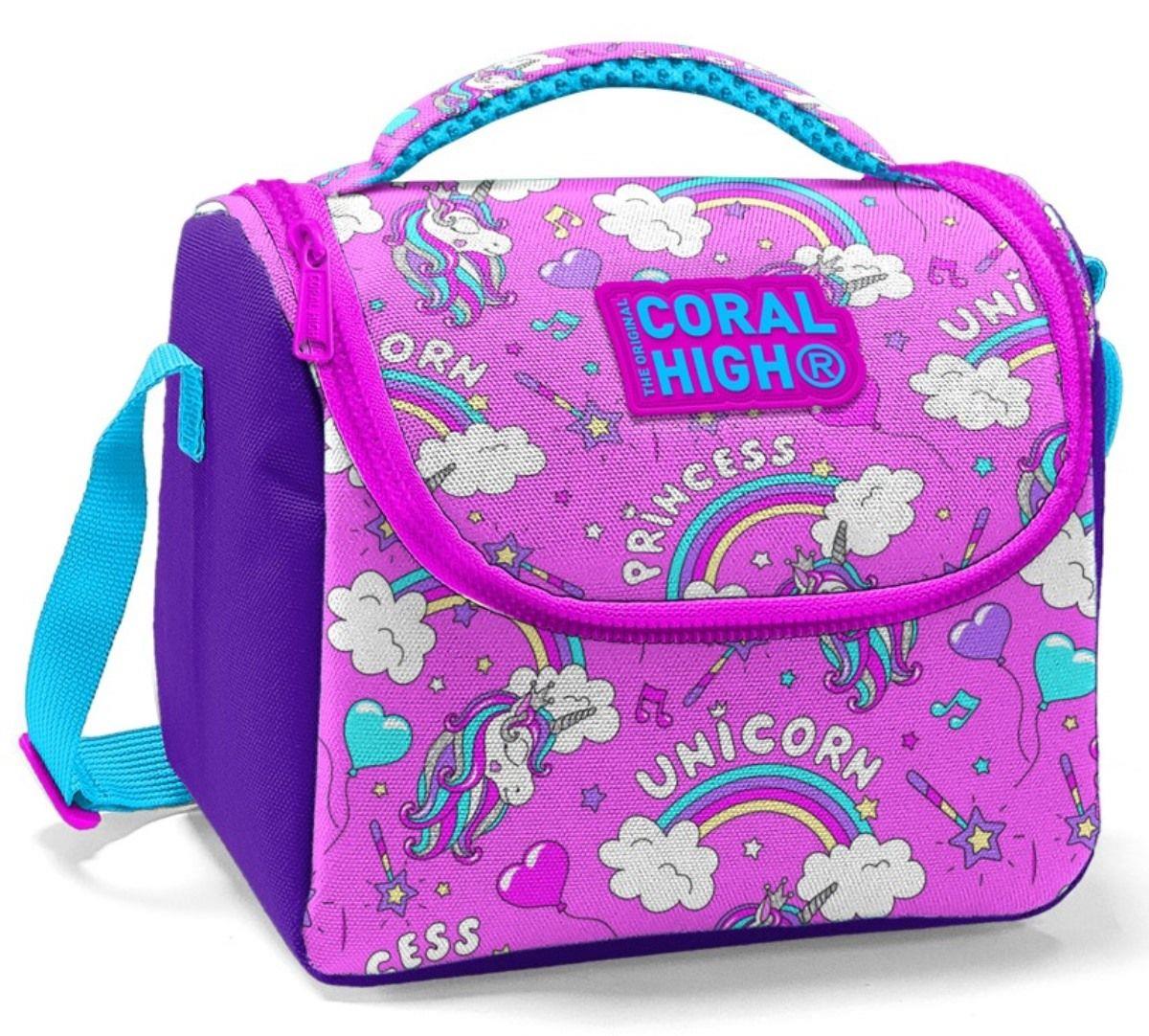Coral High Kız Çocuk Mor Pembe Unicorn Okul Beslenme Çantası - Thermo
