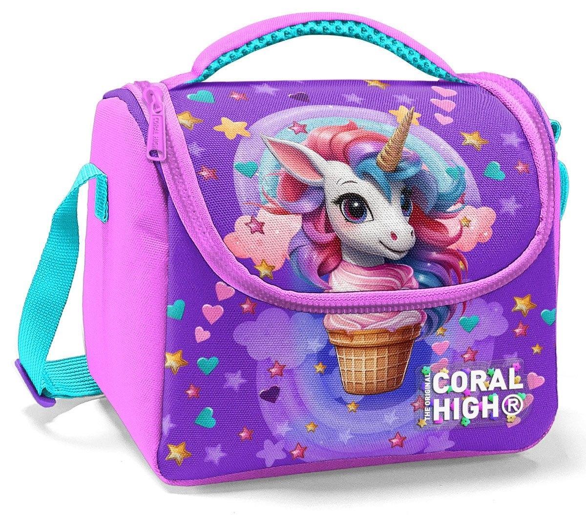 Coral High Kız Çocuk Termoslu Beslenme Çantası - Mor Pembe Dondurma Unicorn, Kız Çocuk 12782