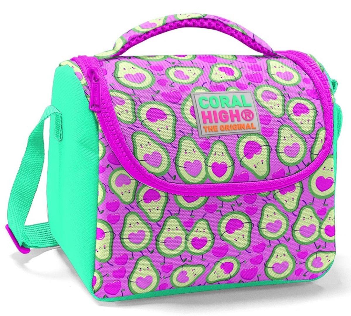Coral High Kız Çocuk Yeşil Pembe Avokado Okul Beslenme Çantası - Termal