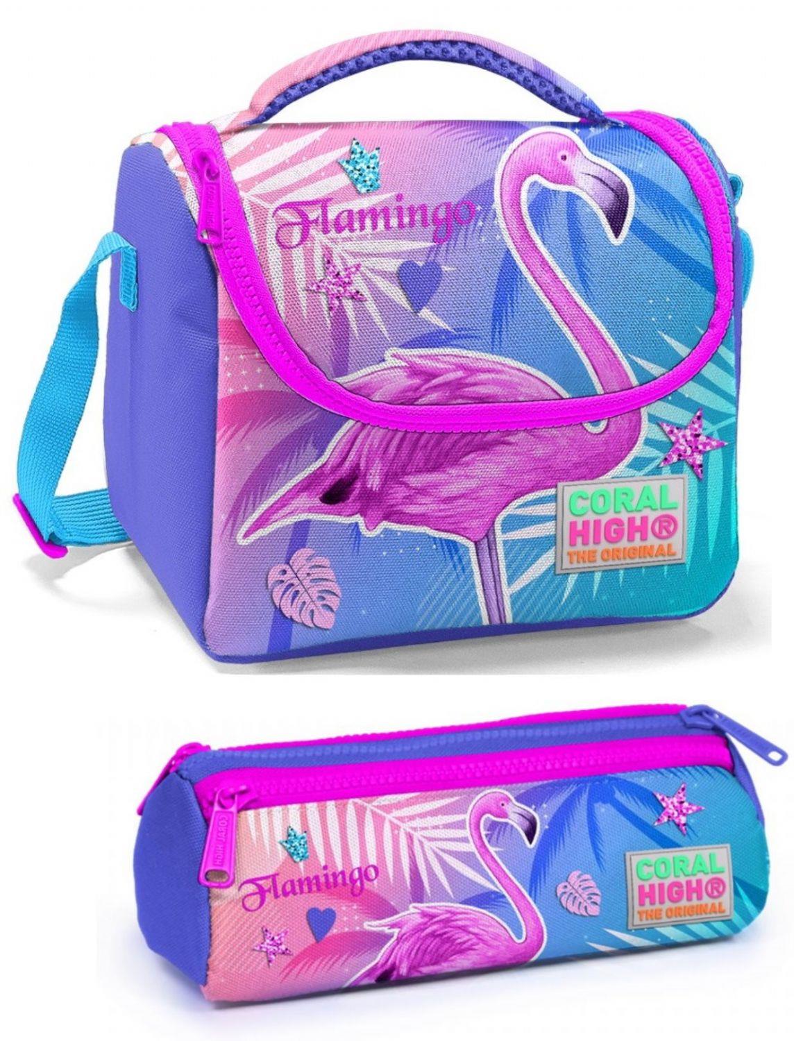 Coral High Kız Flamingo Beslenme Çantası Seti