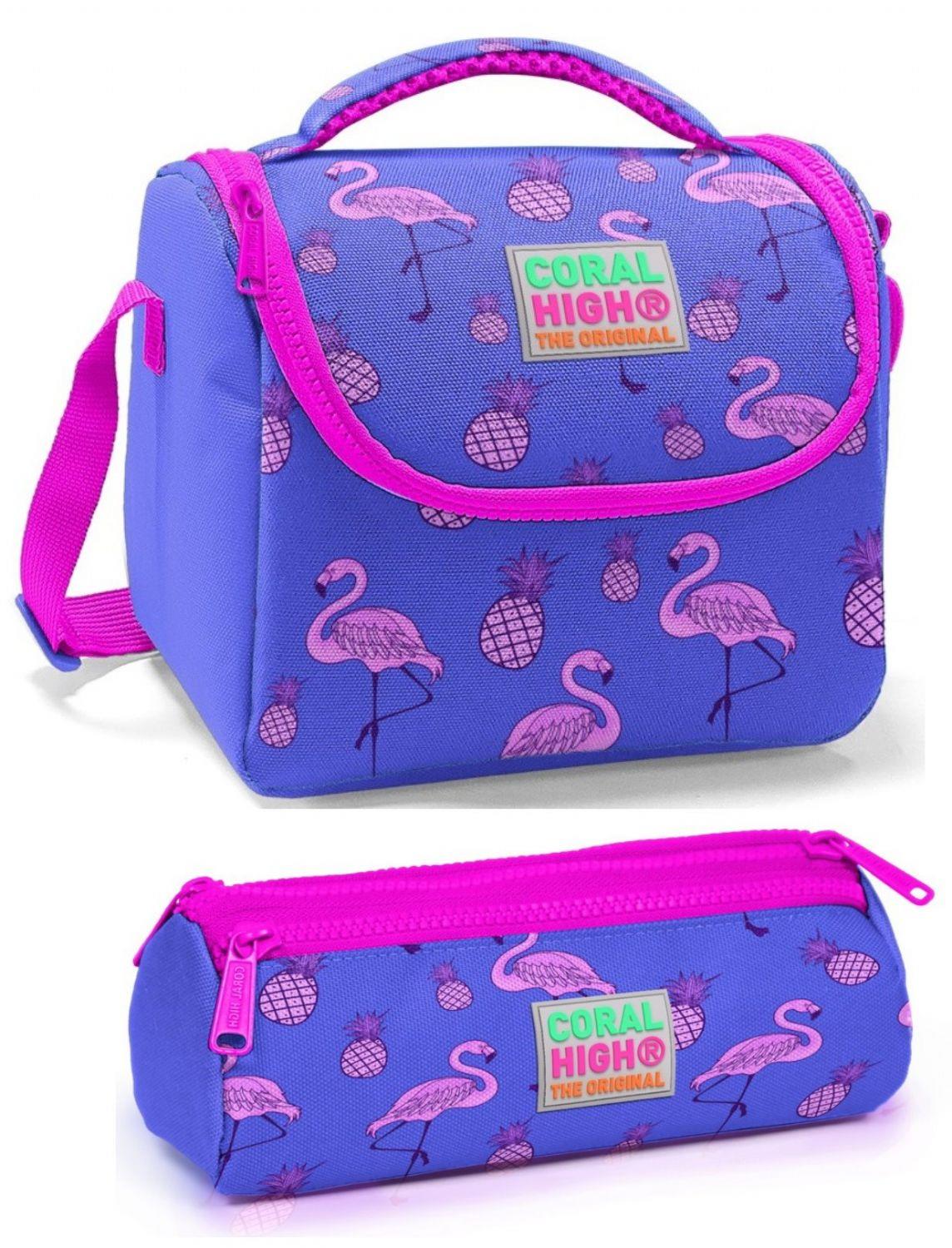 Coral High Kız Mor Lavanta Flamingo Beslenme Çantası Seti