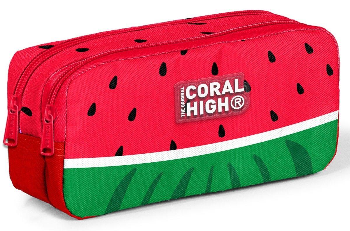 Coral High Kız ve Erkek Çocuk Kırmızı Yeşil Karpuz Desenli İlkokul Okul Kalem Çantası 12119