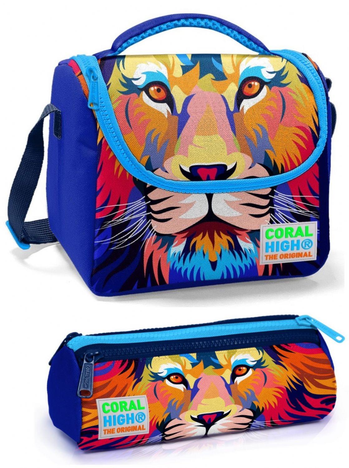 Coral High Mavi Aslan Erkek Çocuk Beslenme Çantası Seti
