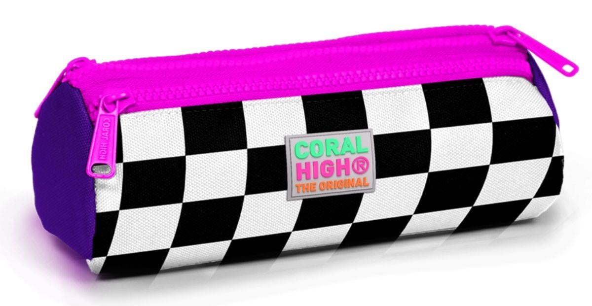 Coral High Mor Damalı Üç Bölmeli Kalem Çantası -Kız Çocuk