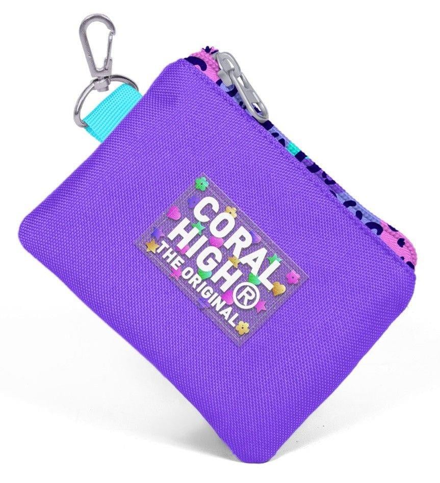 Coral High Mor Leopar Bozuk Para Çantası - Kız Çocuk