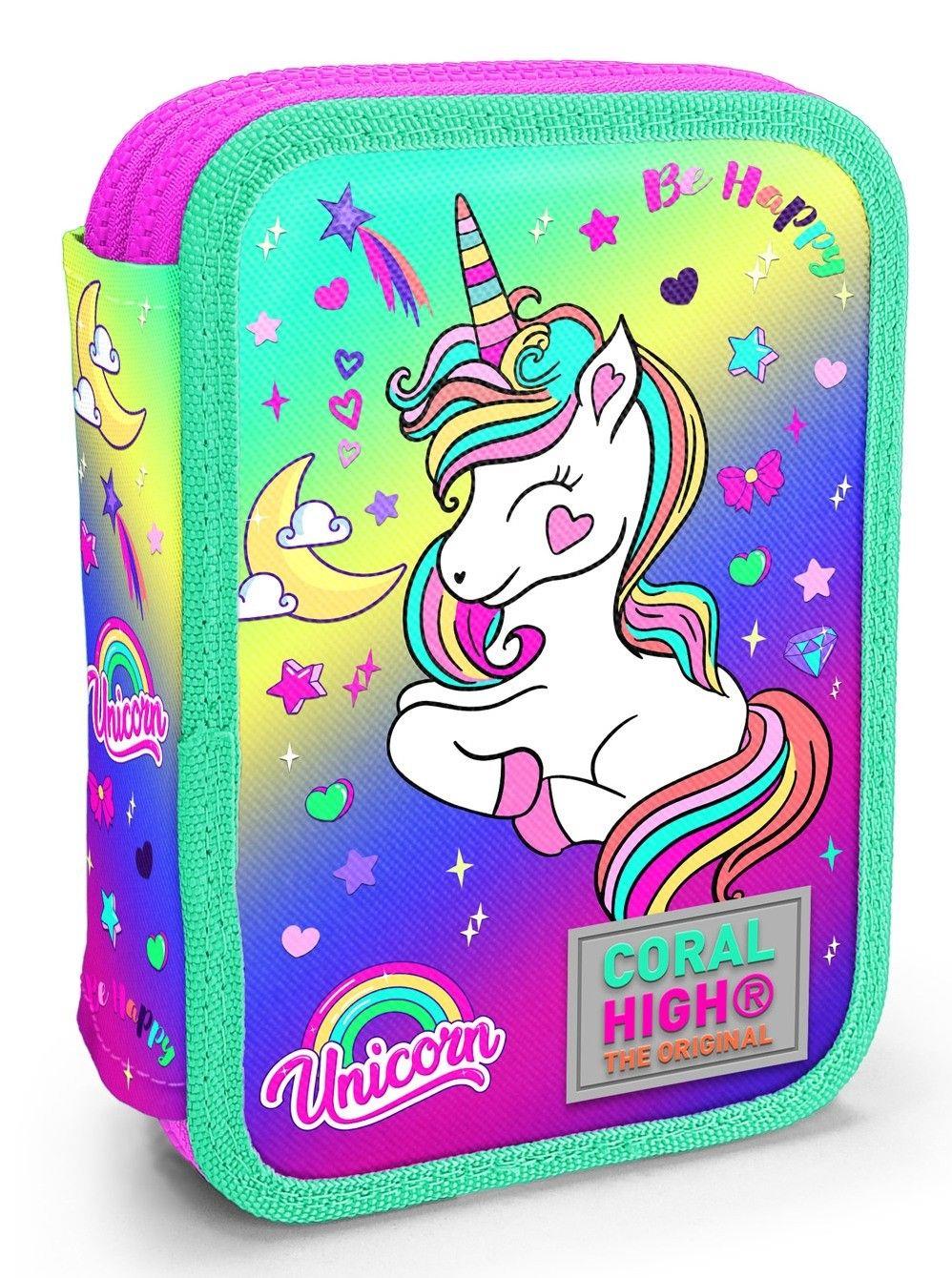 Coral High Organizer İki Katlı Kalem Çantası - Yeşil Mor Unicorn, Kız Çocuk, Yeşil Mor Unicorn 11129