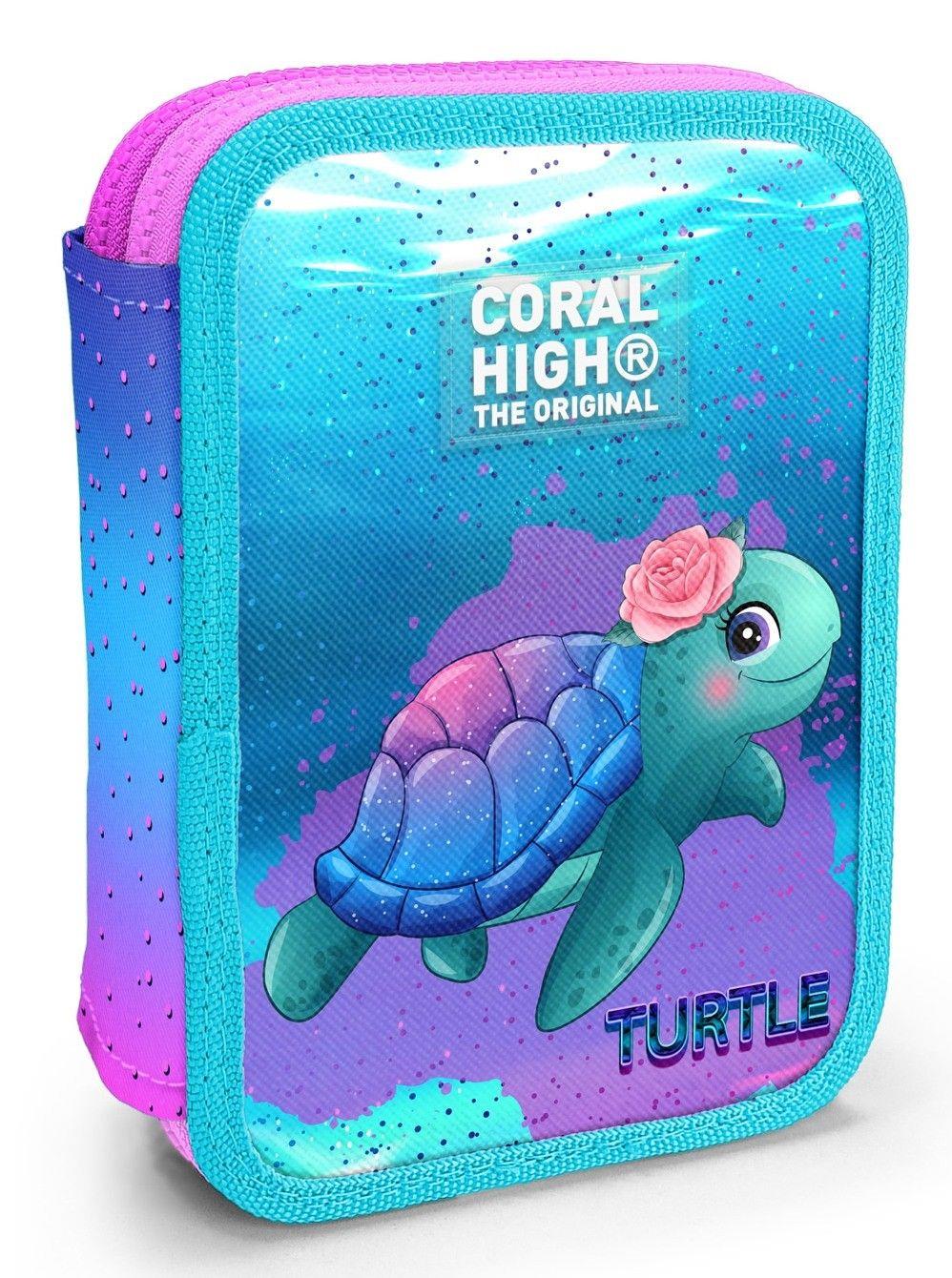 Coral High Organizer İki Katlı Kalem Çantası - Turkuaz Pembe Kaplumbağa, Kız Çocuk, Turkuaz Pembe Kaplumbağa 11134