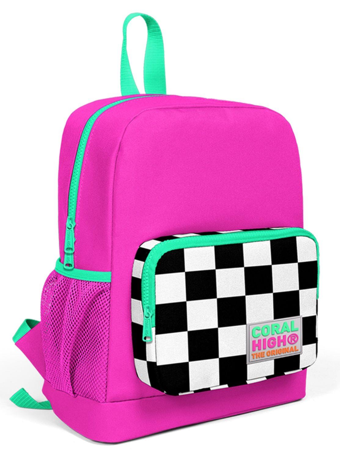 Coral High Pembe Damalı Anaokul ve İlkokul 1.Sınıf Okul Çantası - Kız