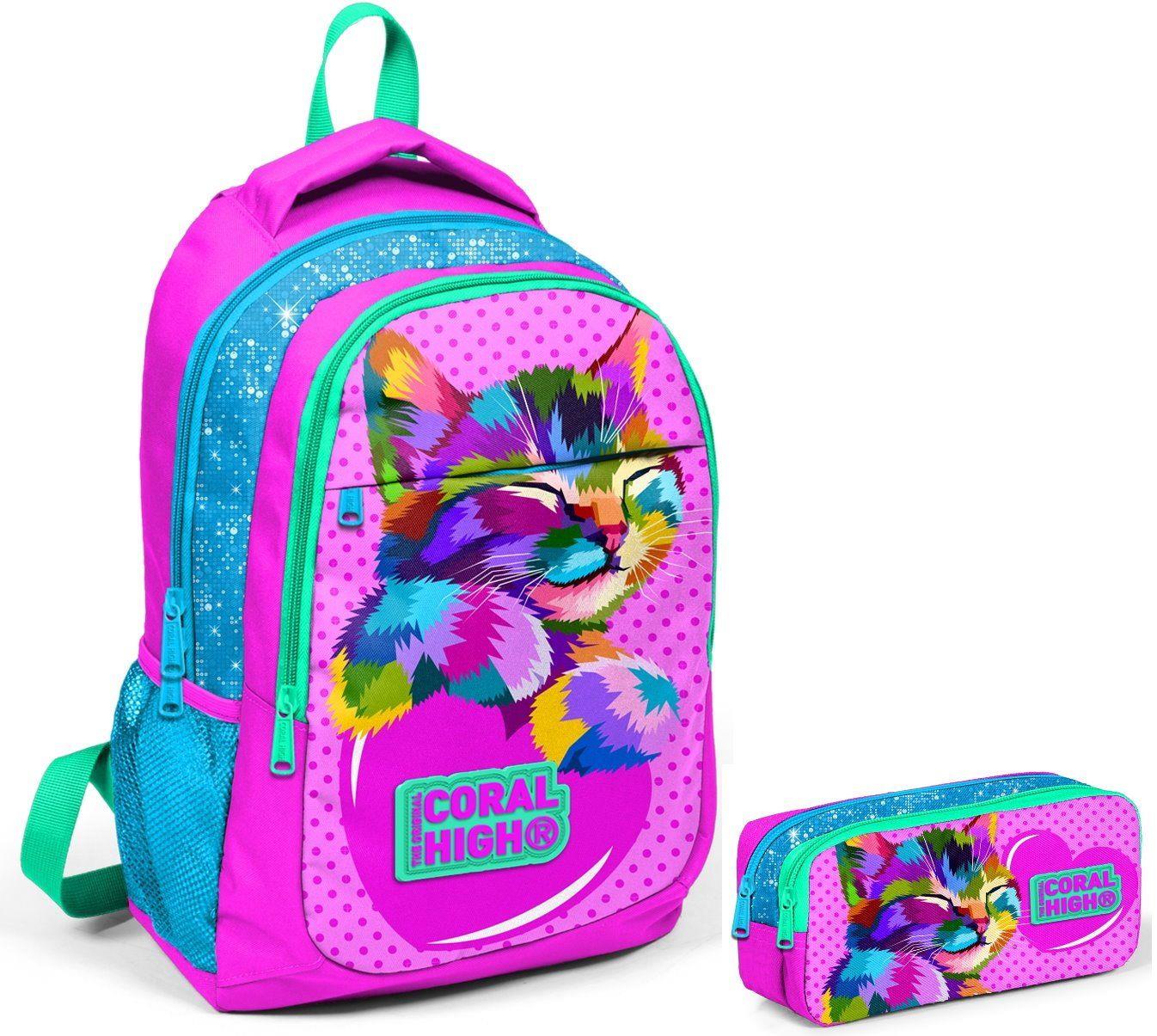 Coral High Pembe Kredi İlkokul Çantası ve Kalemlik Seti