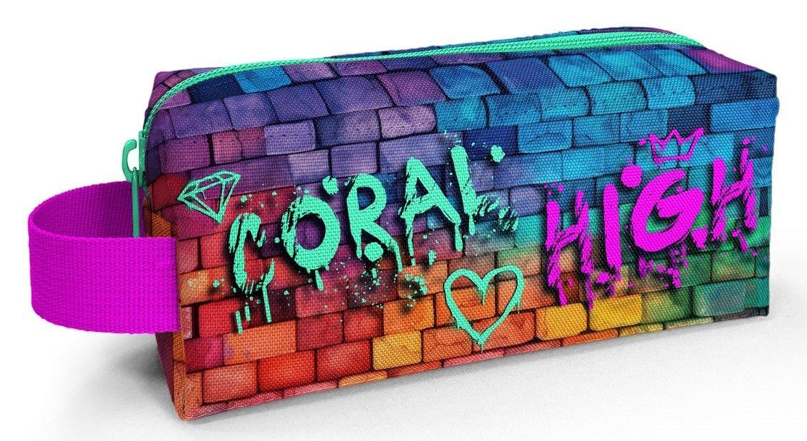 Coral High Pembe Lacivert Grafiti Tek Bölmeli Kalem Çantası
