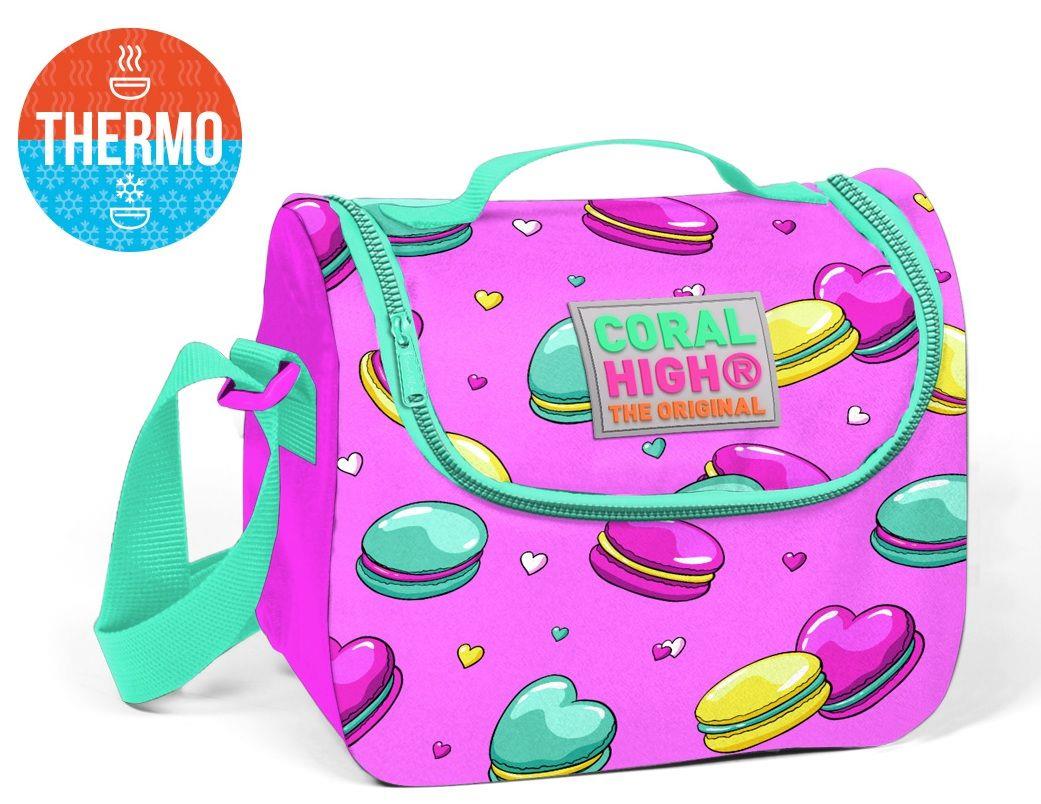 Coral High Pembe Makaron Desenli Termoslu Beslenme Çantası - Kız Çocuk