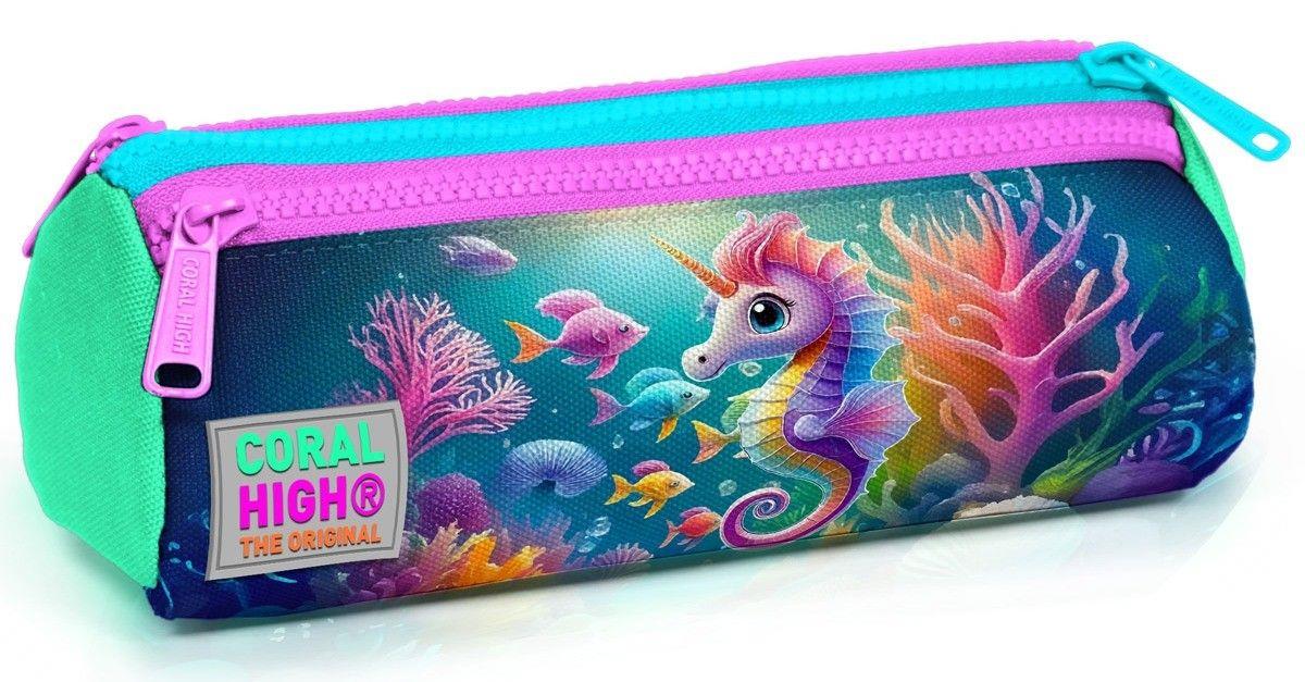 Coral High Pembe Mavi Denizatı Desenli Kız Çocuklara Özel Üç Gözlü Kalemlik 22088