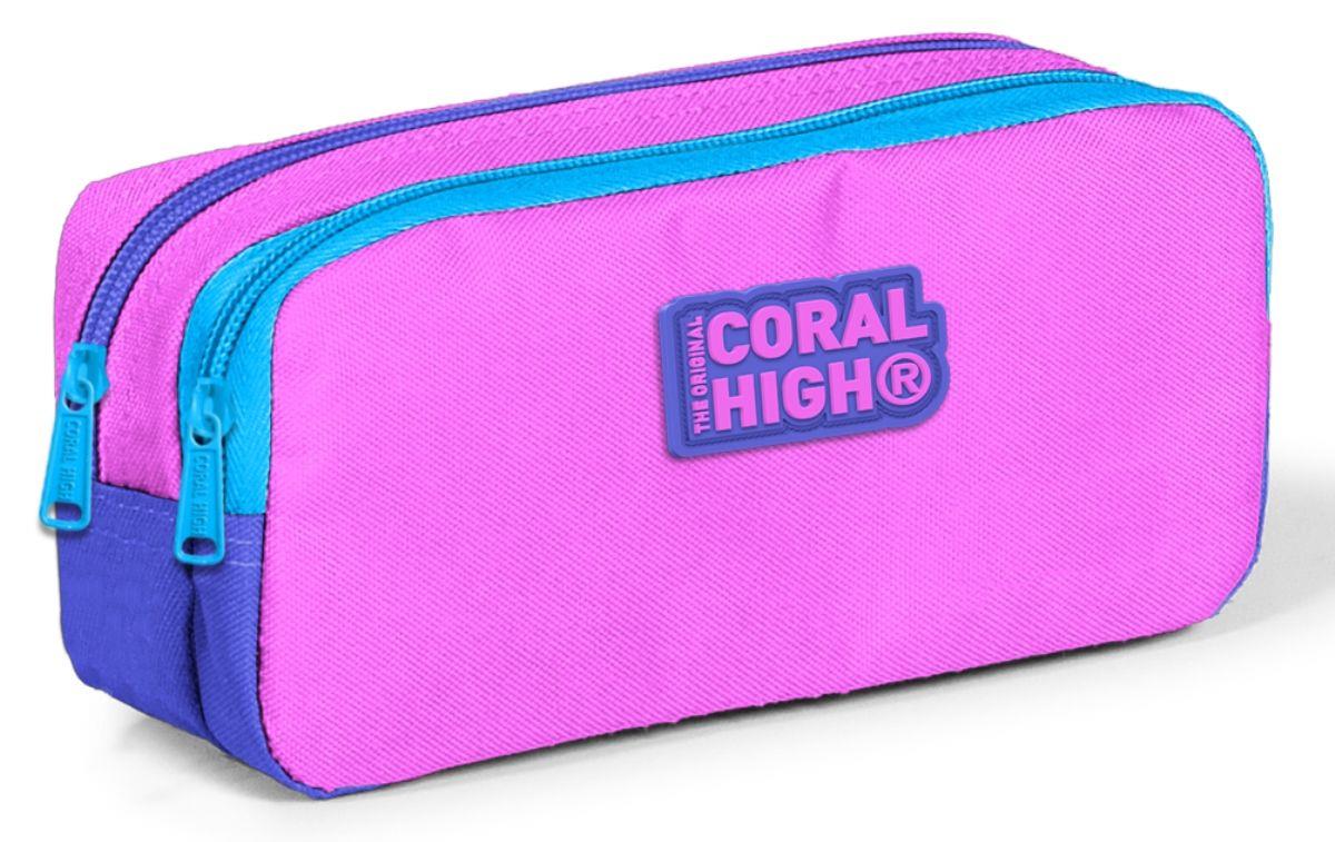 Coral High Pembe-Mavi İki Bölmeli Kalem Çantası -Kız Çocuk