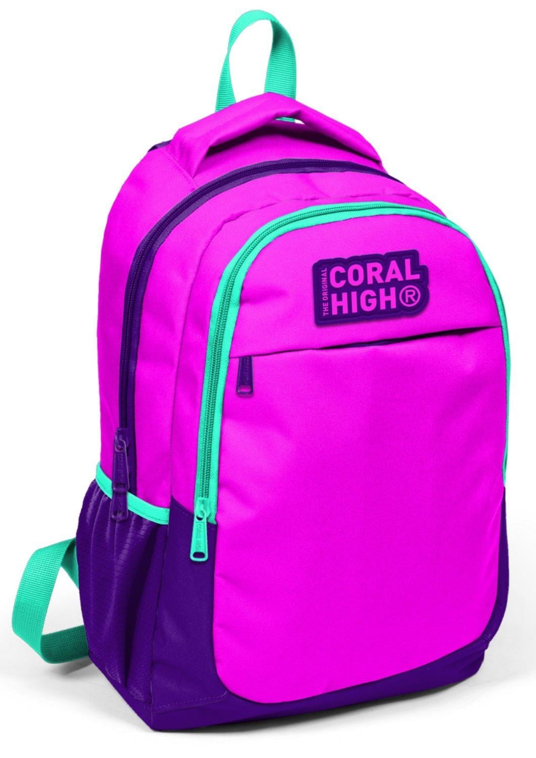 Coral High Pembe Mor Kız Çocuk USB Çıkışlı İlkokul ve Ortaokul Sırt Çantası