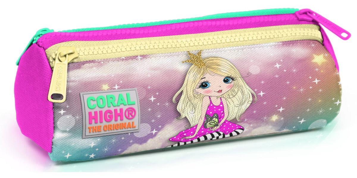 Coral High Pembe Prenses Üç Bölmeli Kalemlik Kalem Çantası