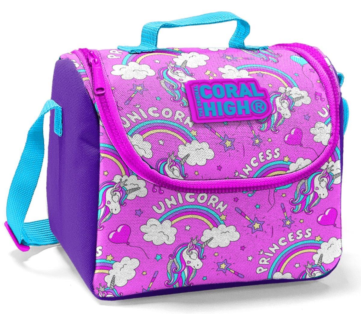 Coral High Pembe Unicorn Baskılı Termoslu Beslenme Çantası