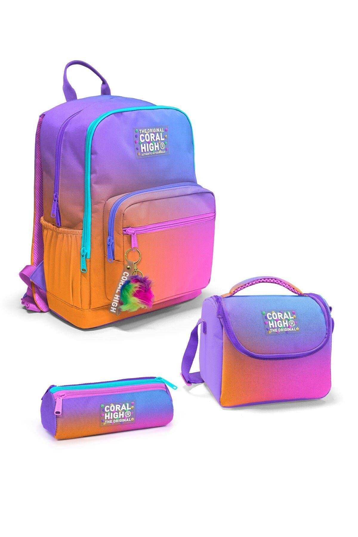 Coral High Renk Geçişli 3'lü Okul Çanta Seti SET0123675 - Kız