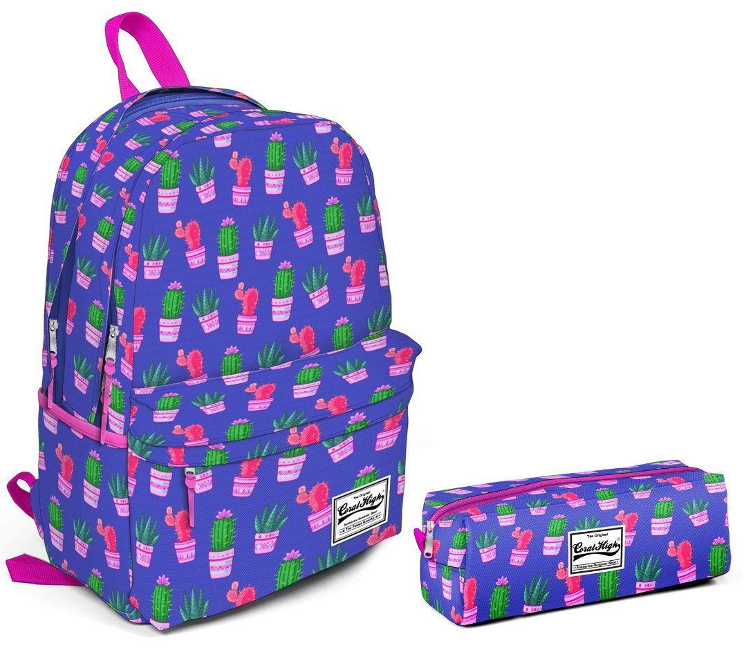 Coral High Saksıda Kaktüsler Kız Çocuk Okul Çanta Seti - Kız Çocuk