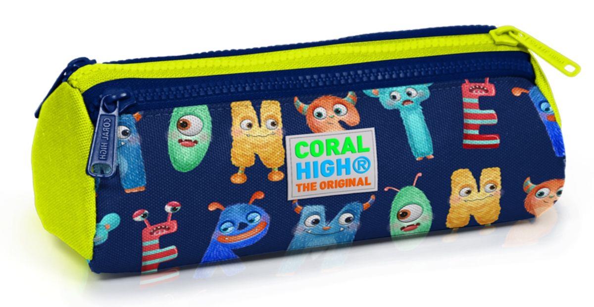 Coral High Sevimli Harfler Baskılı Üç Bölmeli Kalem Çantası -Erkek Çocuk