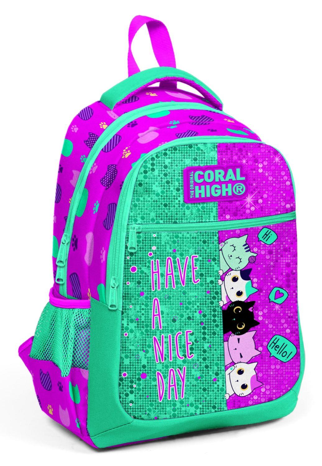 Coral High Sevimli Kediler Baskılı İlkokul Sırt Çantası