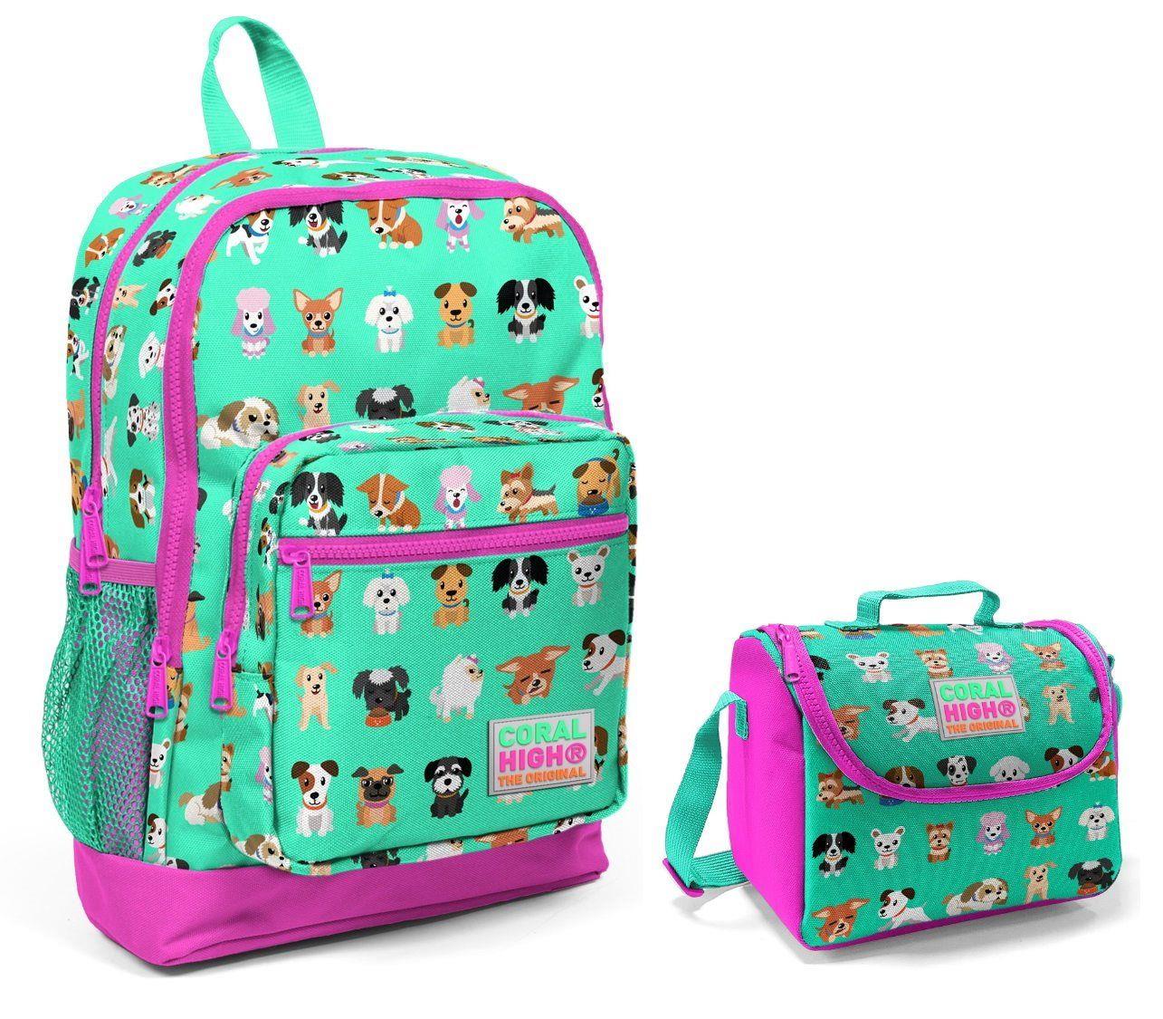 Coral High Sevimli Köpekler Baskılı İlkokul Çantası ve Beslenme Seti - Kız Çocuk