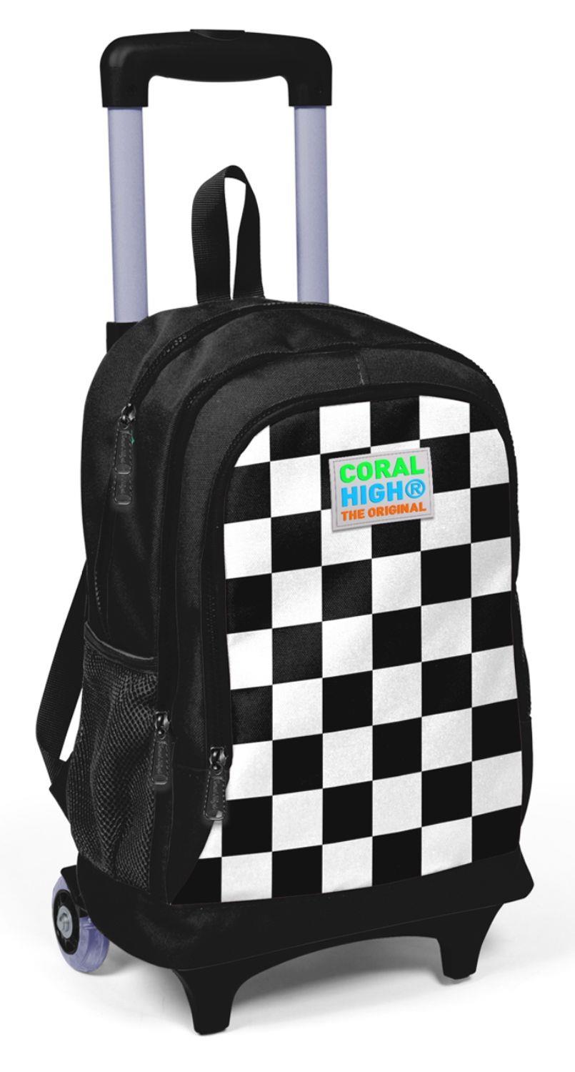 Coral High Siyah Damalı Işıklı Tekerlekli Çekçek Okul Çantası - Erkek