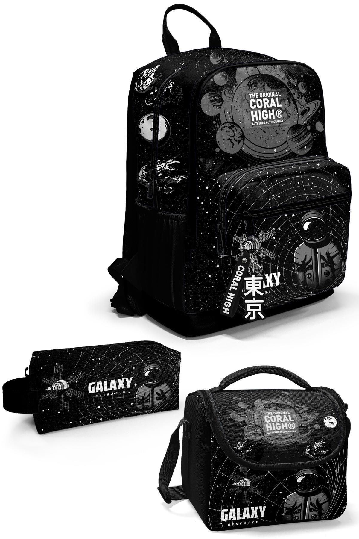 Coral High Siyah Galaxy 3'lü Okul Çanta Seti SET0123644