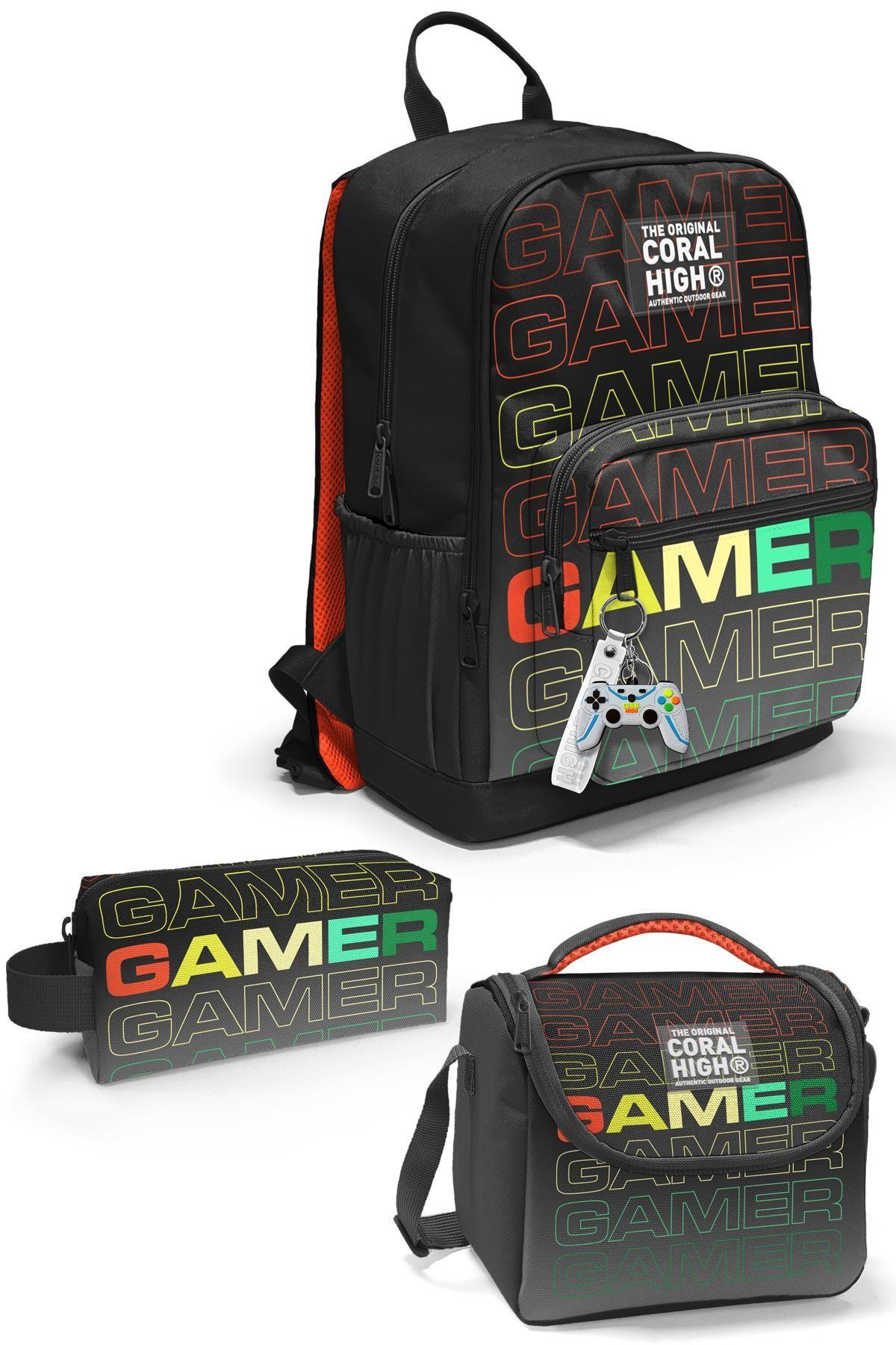 Coral High Siyah Gri Gamer 3'lü Okul Çanta Seti SET0123640