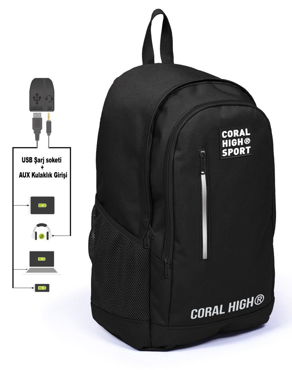 Coral High Sport Siyah Okul ve Günlük Sırt Çantası