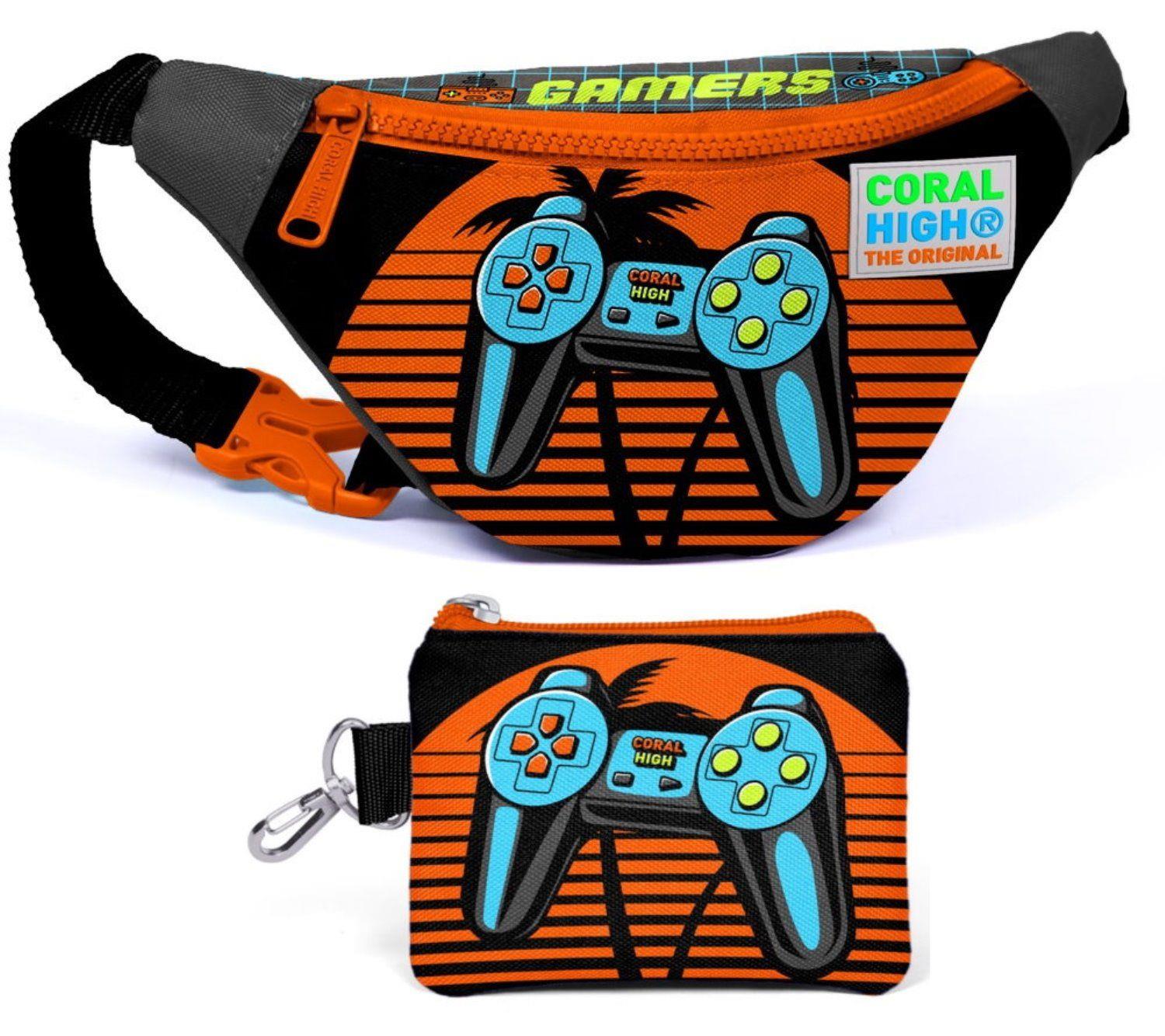 Coral High Turuncu Gamers Bel Çantası ve Bozuk Para Çantası Seti - Erkek Çocuk