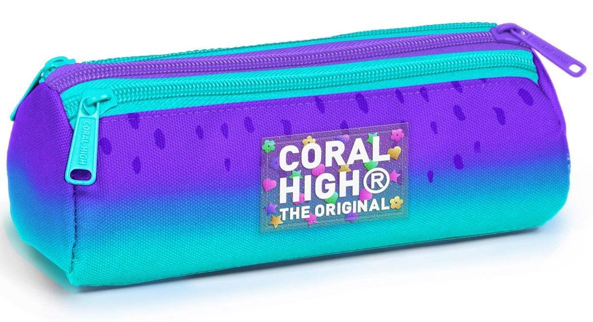 Coral High Üç Gözlü Okul Kalem Çantası - Kız Çocuk - Mor Turkuaz - 11164