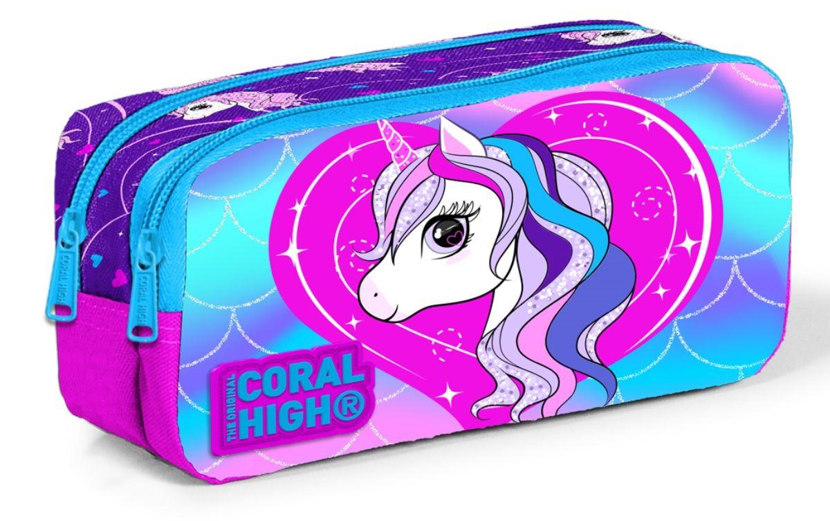 Coral High Unicorn Baskılı İki Bölmeli Kalem Çantası -Kız