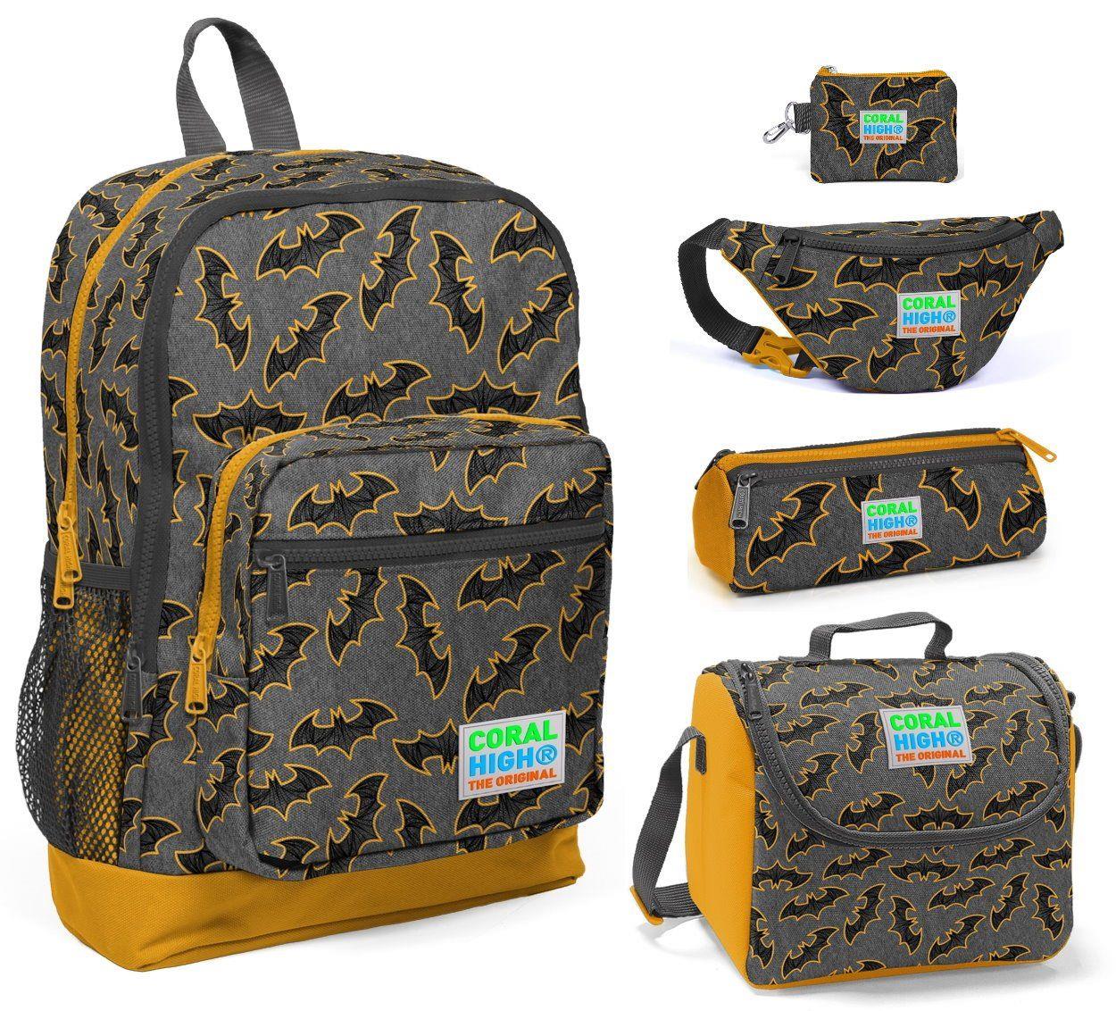 Coral High Yarasa Baskılı 5'li İlkokul Çanta Seti