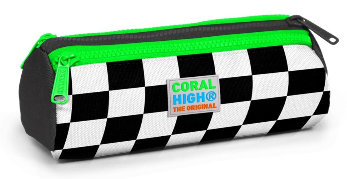 Coral High Yeşil Damalı Üç Bölmeli Kalem Çantası -Erkek Çocuk