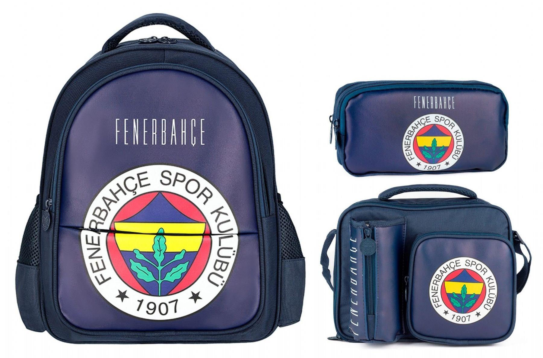 Fenerbahçe Erkek Çocuk Suni Deri Üzerine Arma Baskılı Üçlü Okul Çanta Seti - SETME25760