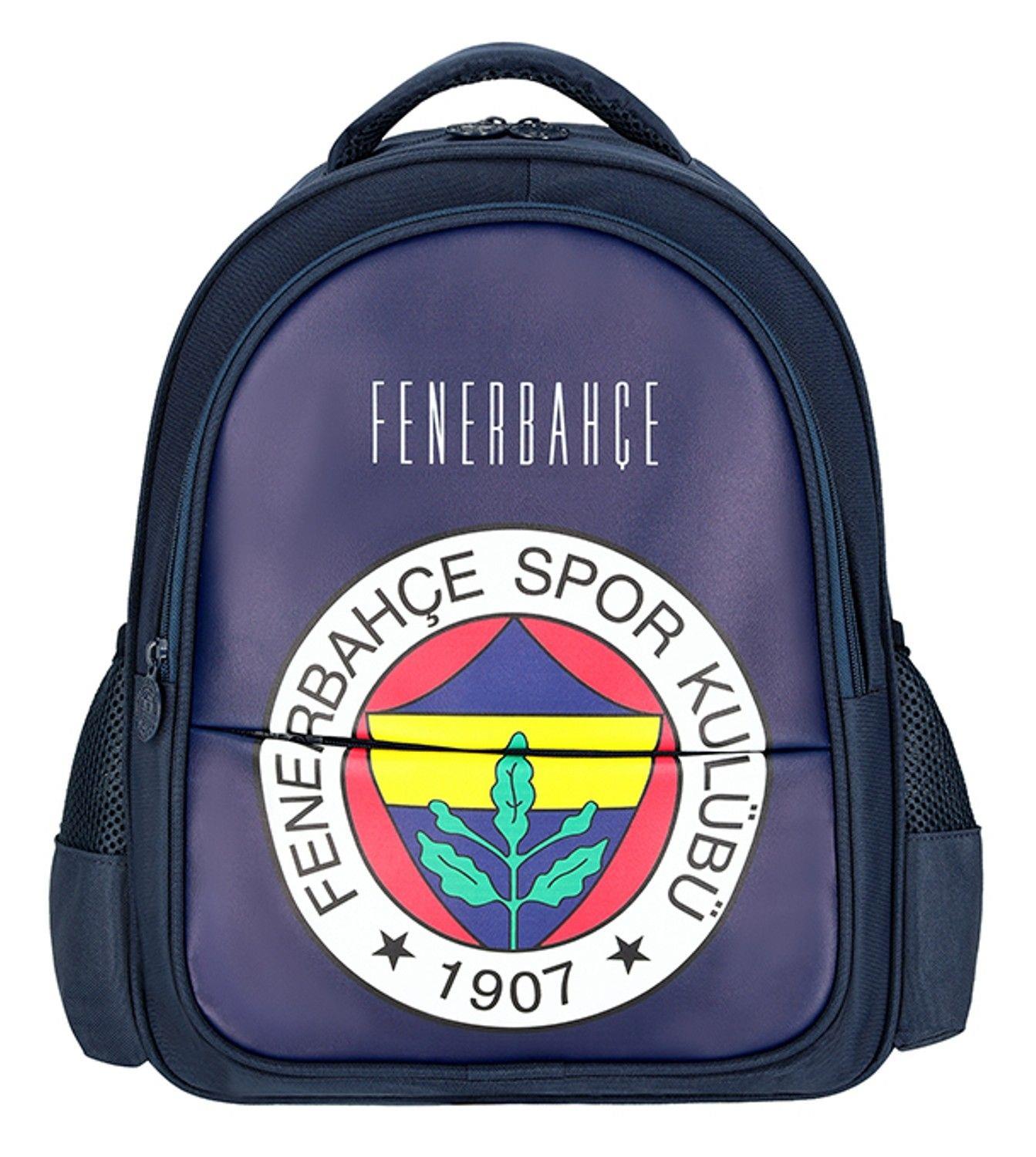 Fenerbahçe Suni Deri Üzerine Arma Baskılı Üç Gözlü Erkek Çocuk Okul Sırt Çantası - ME25760