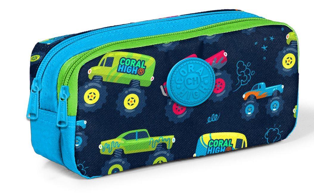 İki Bölmeli Monster Truck Baskılı Kalemlik - Erkek Çocuk
