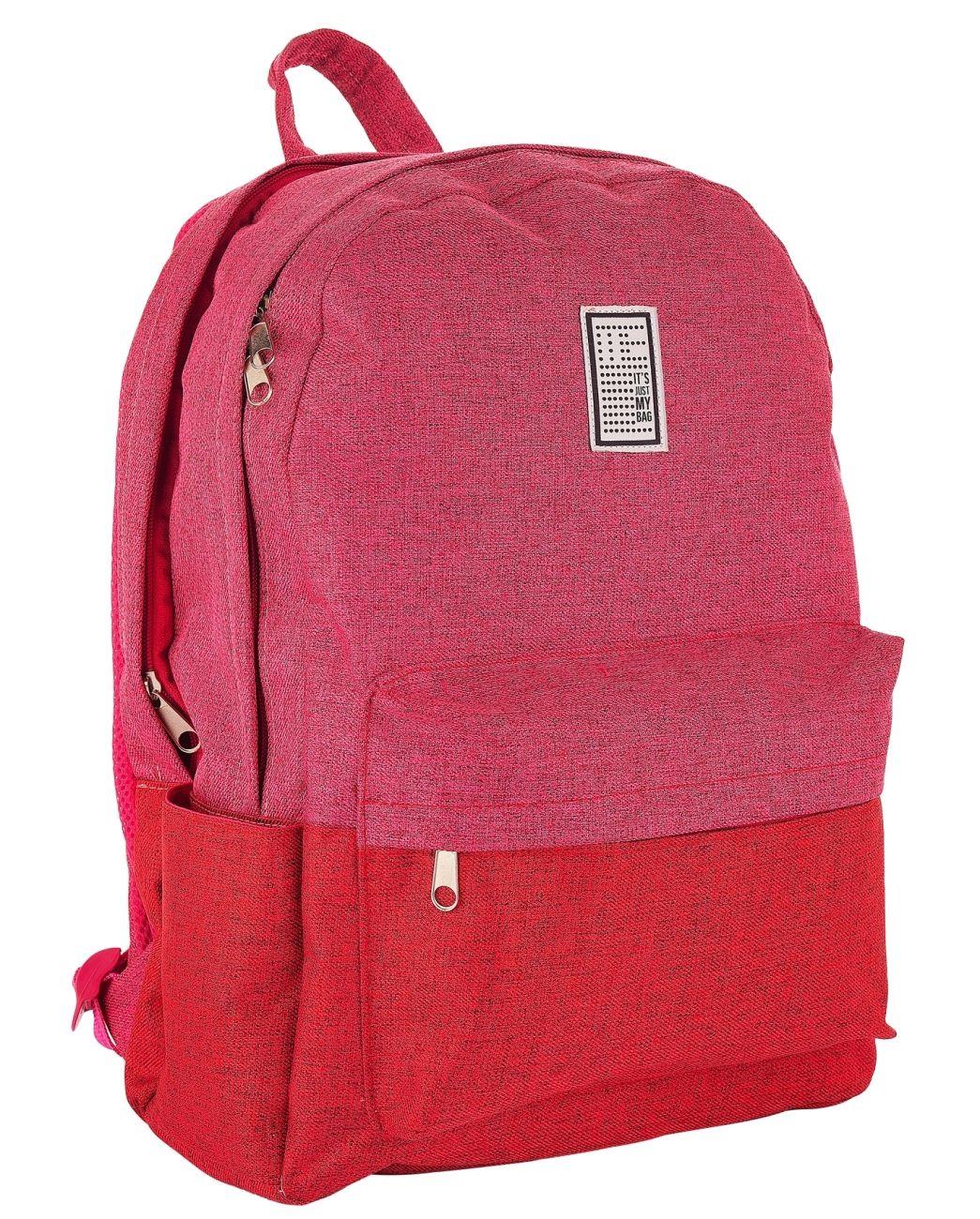 Its Just My Bag Keten Pembe Kırmızı Kız Kolej Okul Çantası