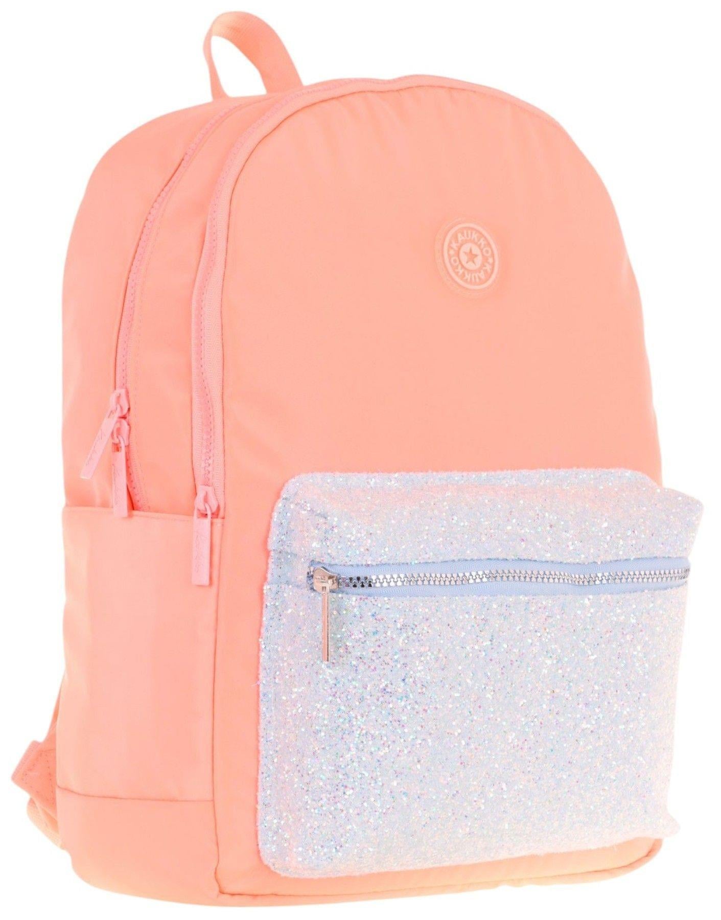 Kaukko Bright Kız Çocuk Taşlı Somon Üç Bölmeli Okul Çantası - K1810