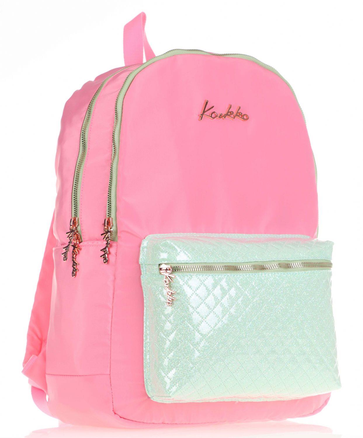 Kaukko Bright Pembe Su Yeşili Okul ve Günlük Sırt Çantası - Kız - Kapitone Rose