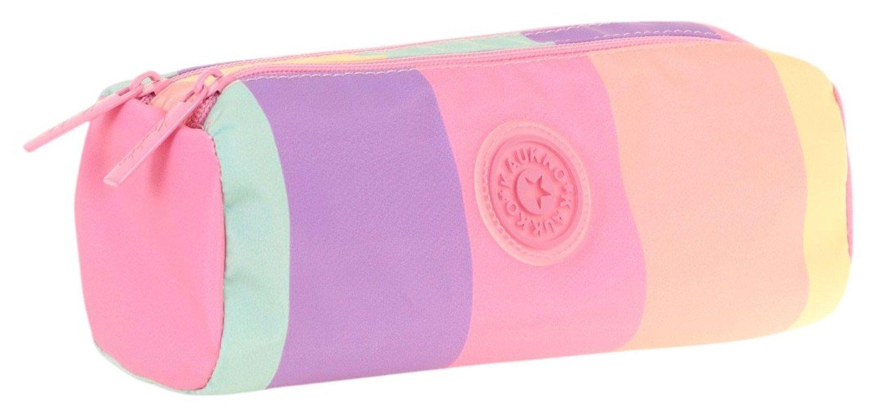 Kaukko İki Bölmeli Kız Çocuk Okul Kalem Çantası - Pembe Çok Renkli - K2713