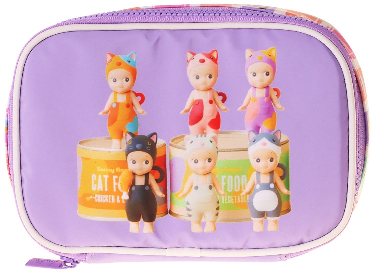 Kaukko Kids Cat Life Baskılı Mor - Krem Kız Çocuk Organizer Kalem Çantası - Kalemlik - L5296