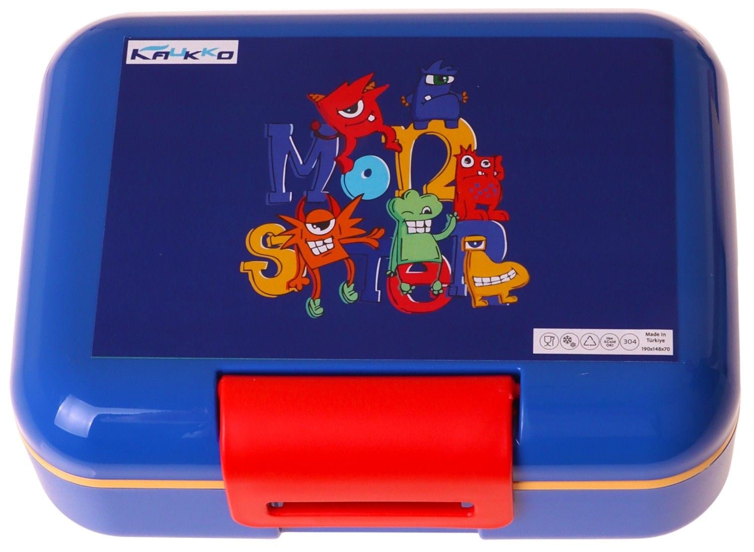 Kaukko Kids Erkek Çocuk Moster Baskılı Mavi Çift Katlı Beslenme Kabı - L5408
