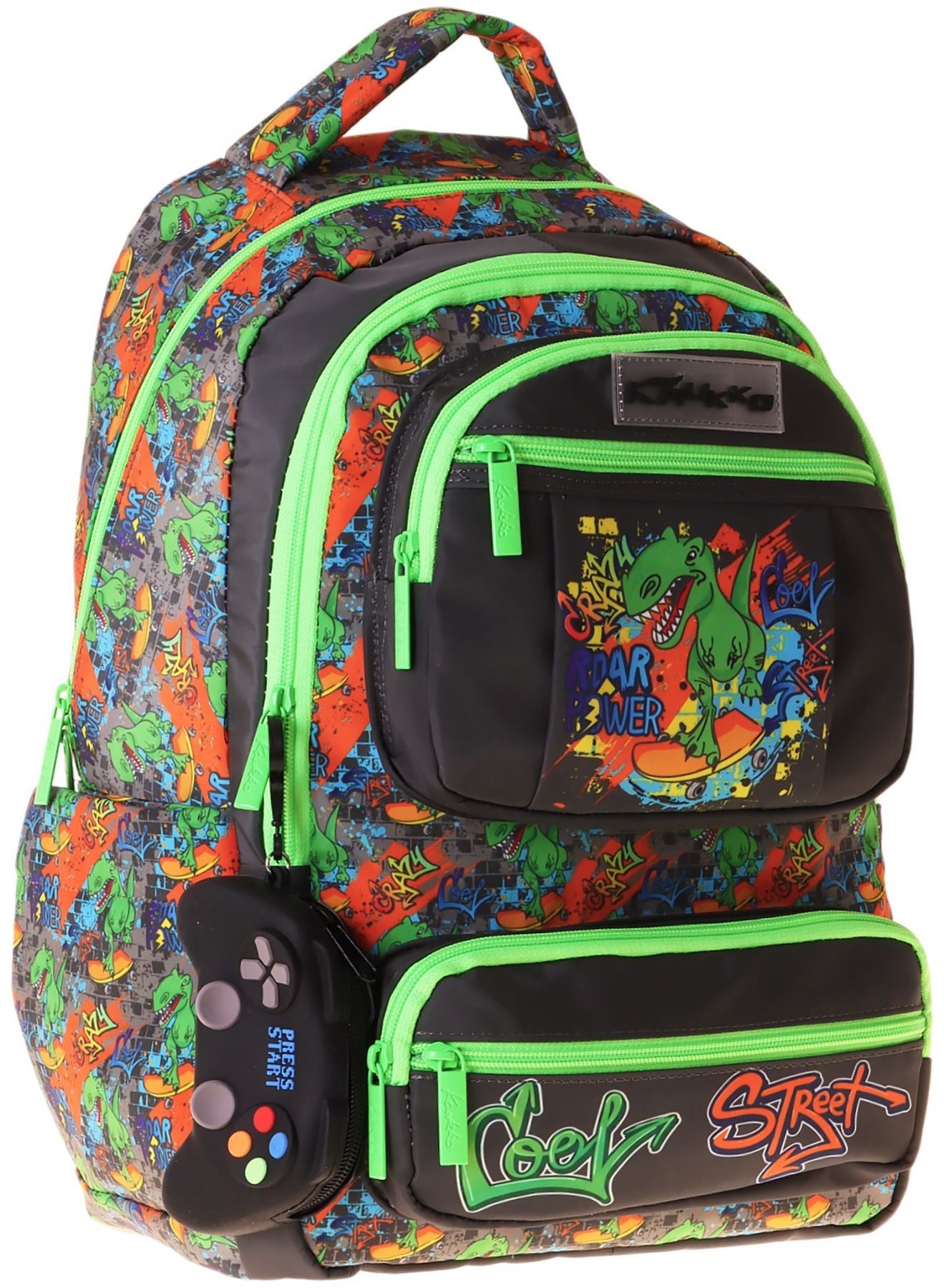 Kaukko Kids Erkek Çocuk Street Dinazor Baskılı (Street) Altı Bölmeli İlkokul Sırt Çantası - L5414