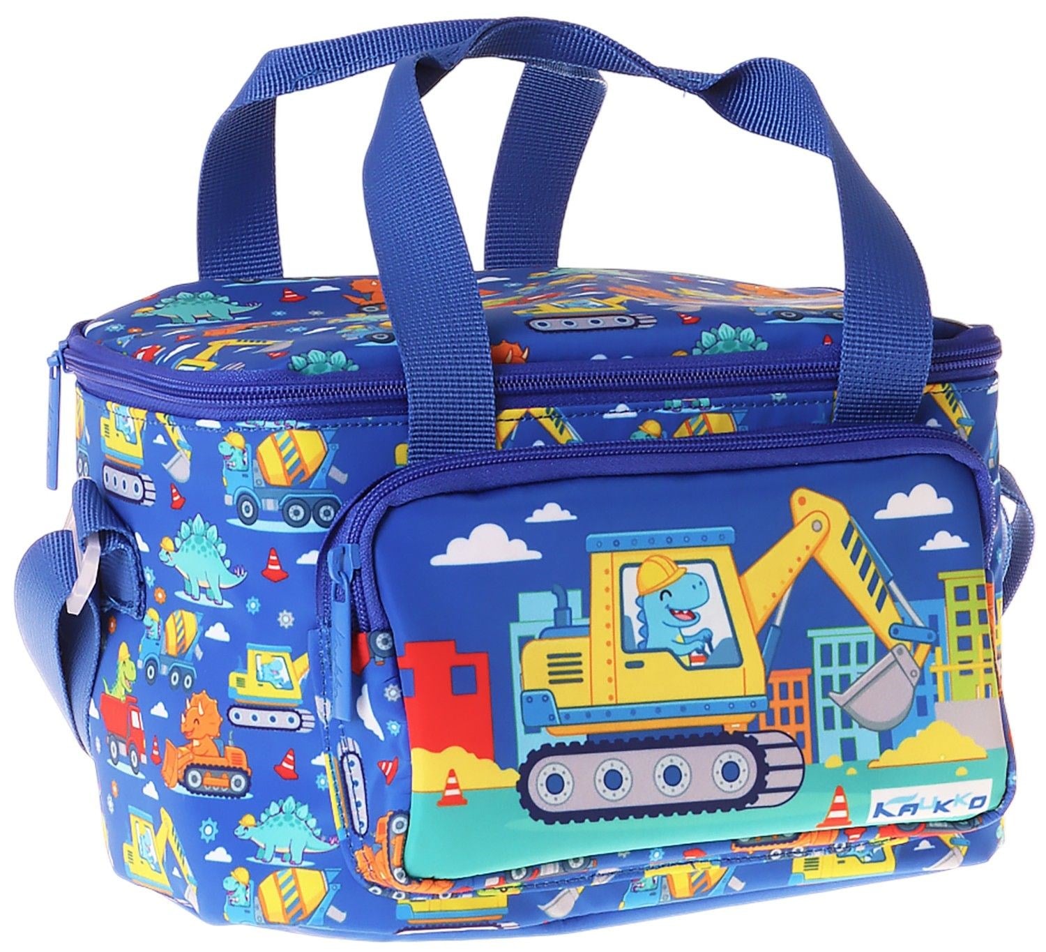 Kaukko Kids İki Bölmeli Thermo Okul Beslenme Çantası - Dinazor ve İş Makinesi Baskılı (Erkek Çocuk) - L5370