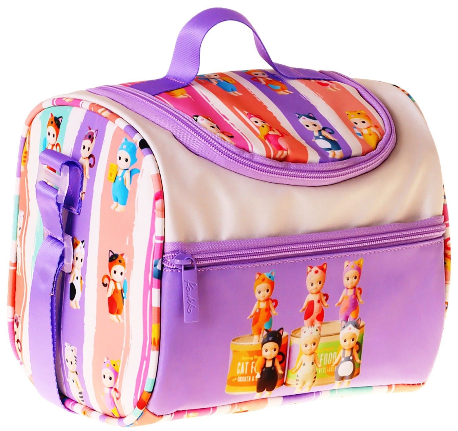 Kaukko Kids Kız Çocuk Cat Life Baskılı Isı Yalıtımlı Okul Beslenme Çantası (Mor - Krem) - L5314