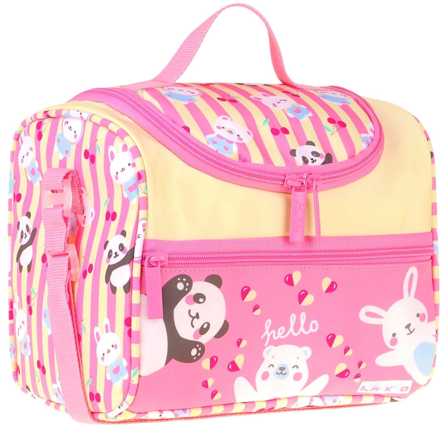 Kaukko Kids Kız Çocuk Hello Baskılı Isı Yalıtımlı Okul Beslenme Çantası (Sarı - Pembe) - L5309