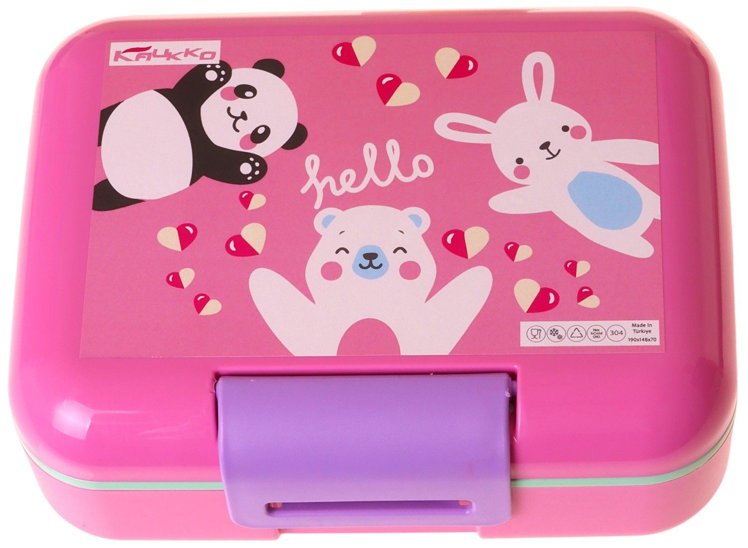 Kaukko Kids Kız Çocuk Hello Baskılı Sarı - Pembe Çift Katlı Beslenme Kabı - L5312