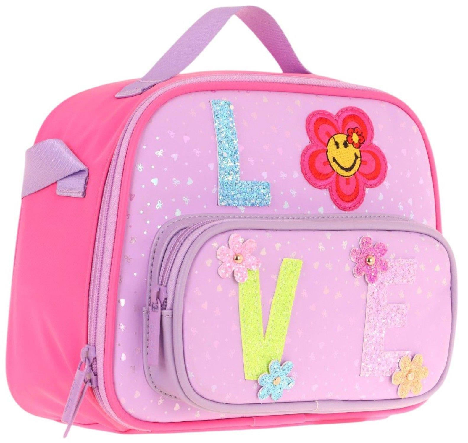 Kaukko Kids Kız Çocuk Isı Yalıtımlı İki Bölmeli Beslenme Çantası (Simli Love Baskılı) L7211
