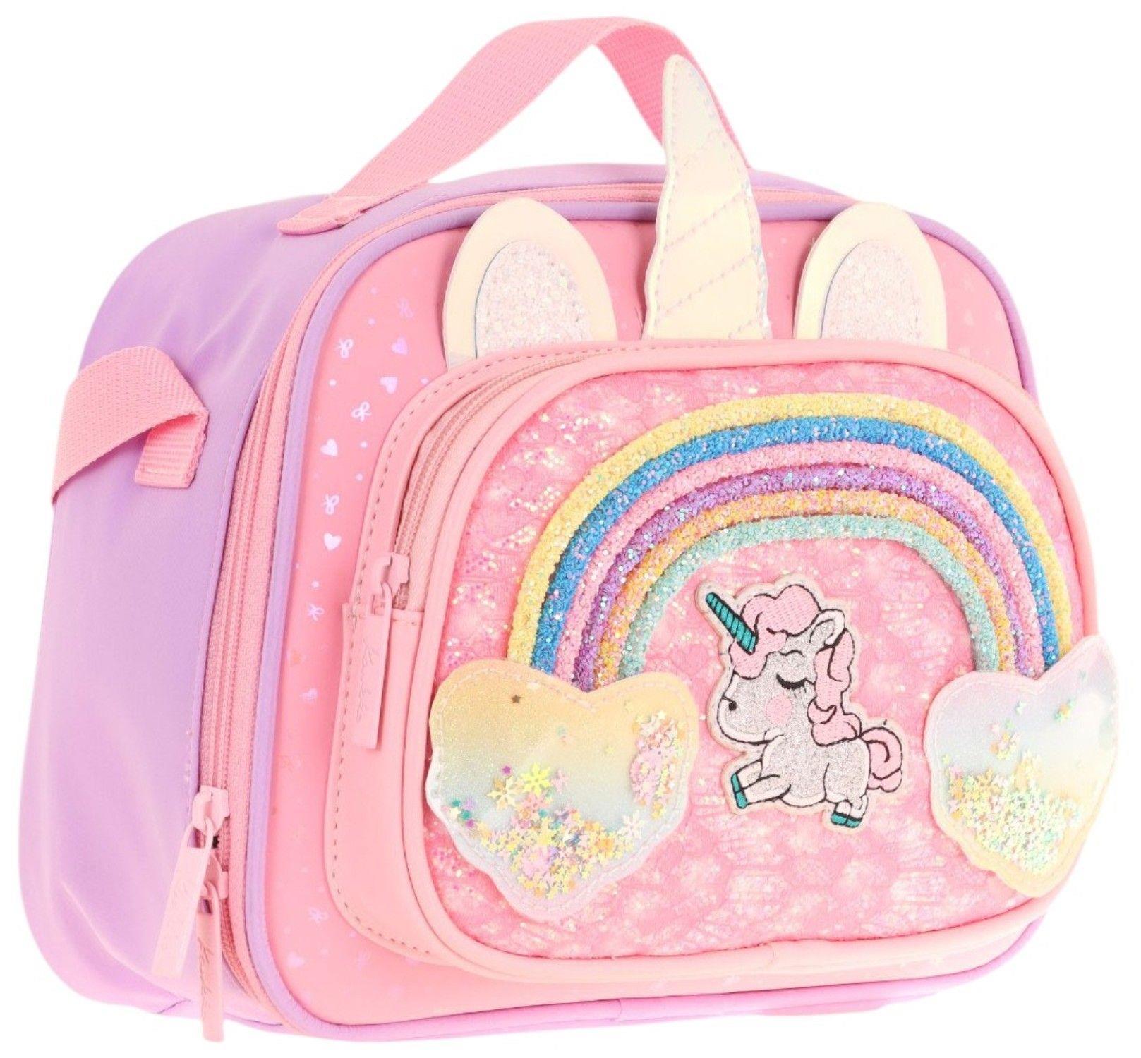 Kaukko Kids Kız Çocuk Isı Yalıtımlı İki Bölmeli Beslenme Çantası (Simli Unicorn Desenli) L7212